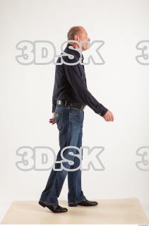 Walking pose blue deep shirt jeans of Ed 0010